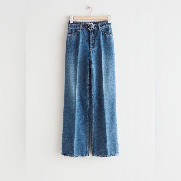 & Other Stories Wide Leg Belt Jeans - Picture 1 of 6